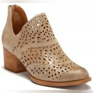 Sofft Wyoming Bootie Womens 6 Laser Cut Metallic Beige Leather